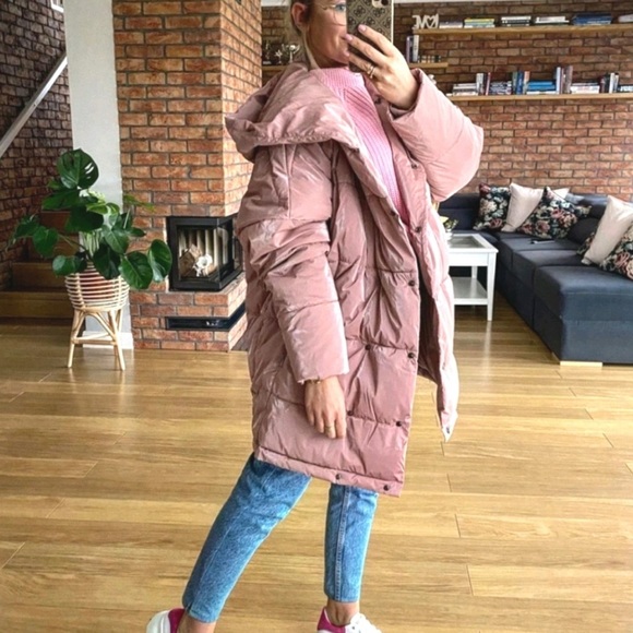NWT ZARA Soft Pink Hooded Puffer Coat - Picture 2 of 10